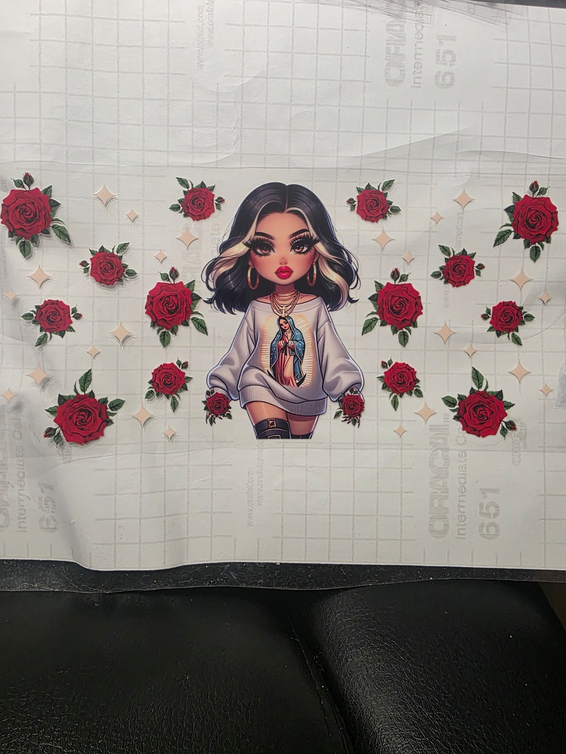 Cute girl w/sweater and roses