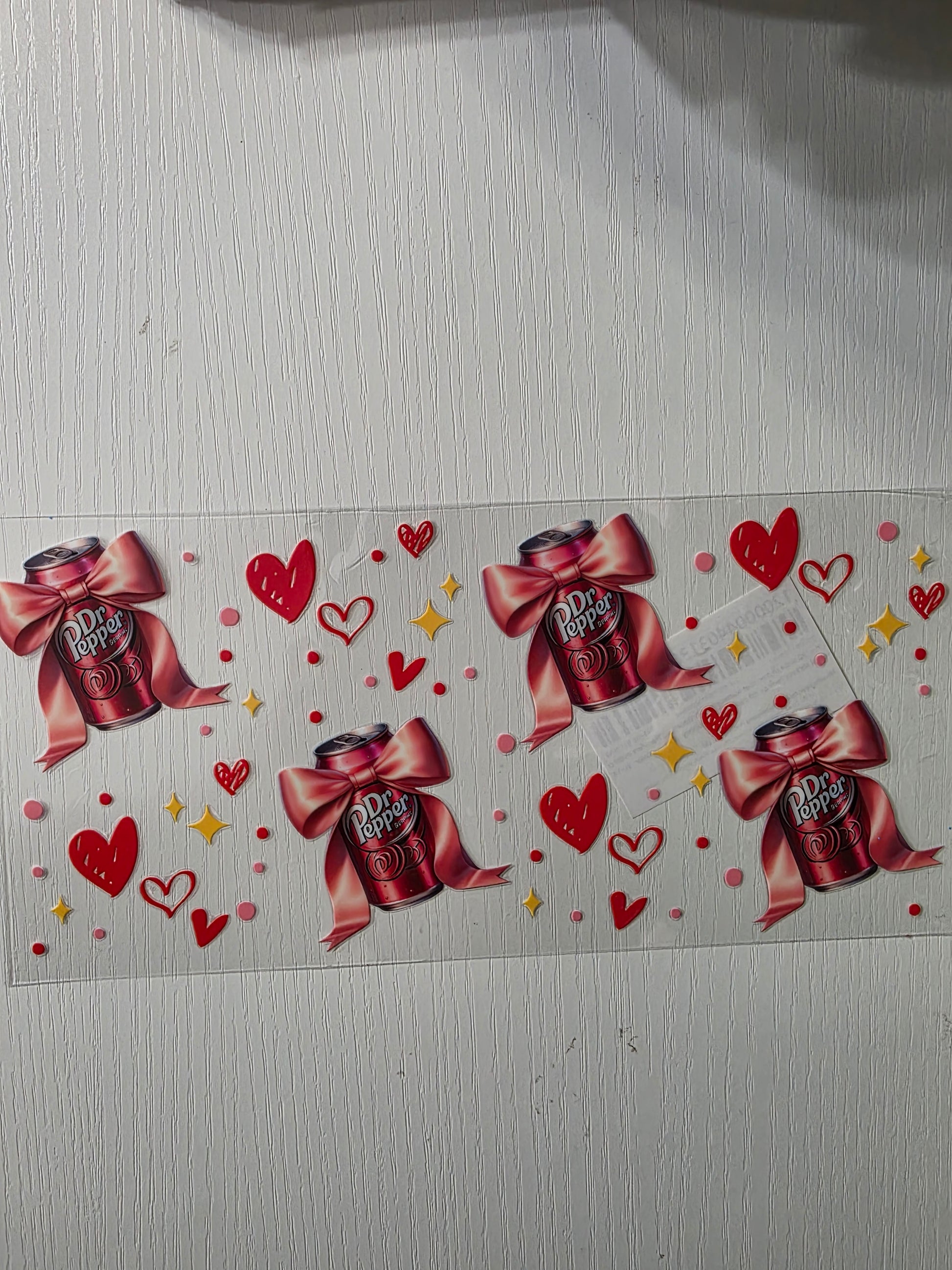 Dr Pepper and red hearts w/ yellow sprinkles