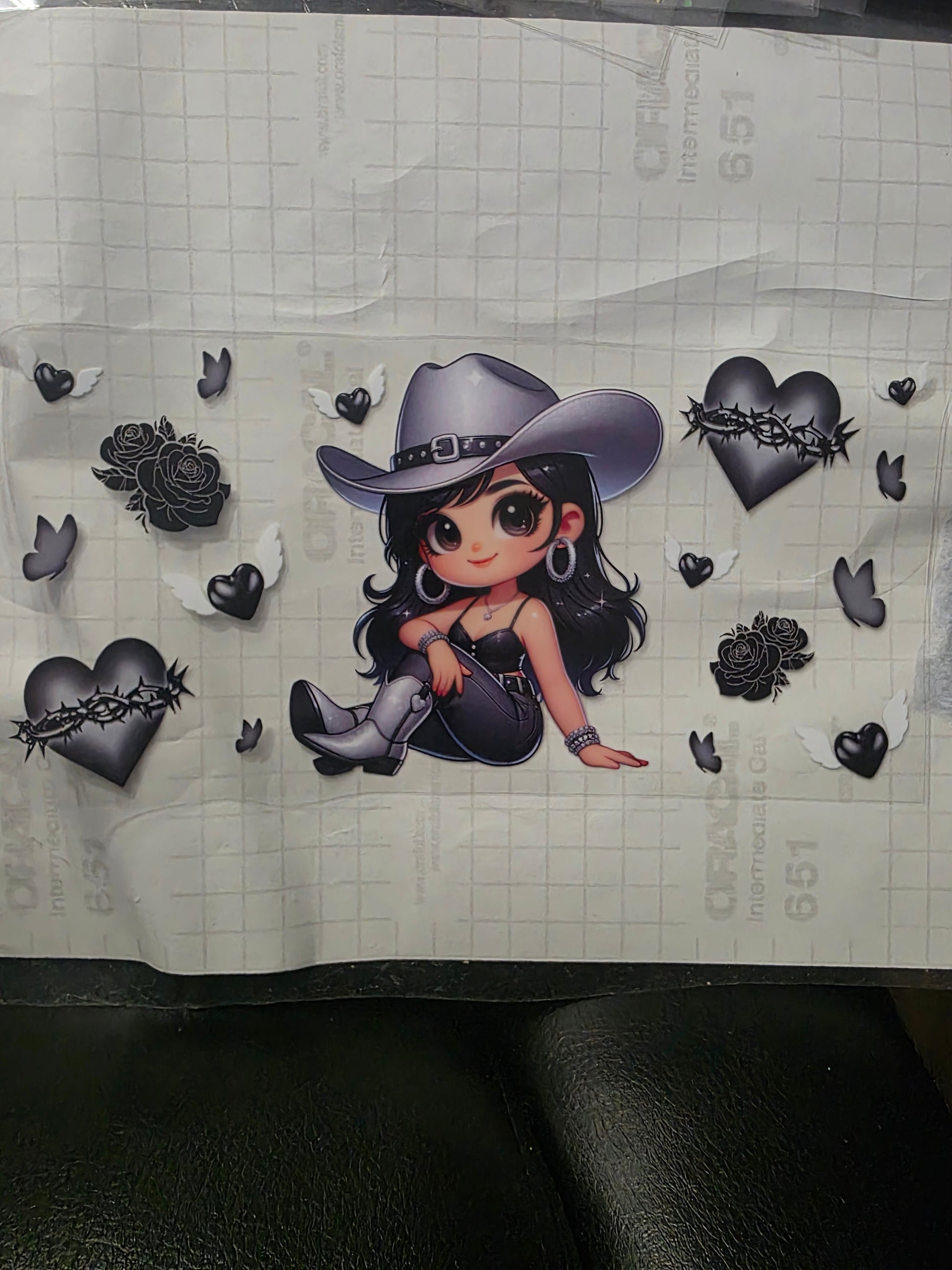 Cute cowgirl w/ black hearts