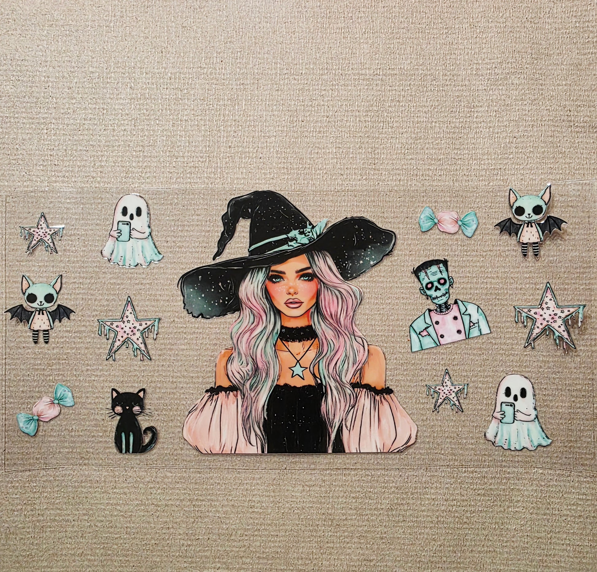 Pretty witch w/ fankenstein and stars