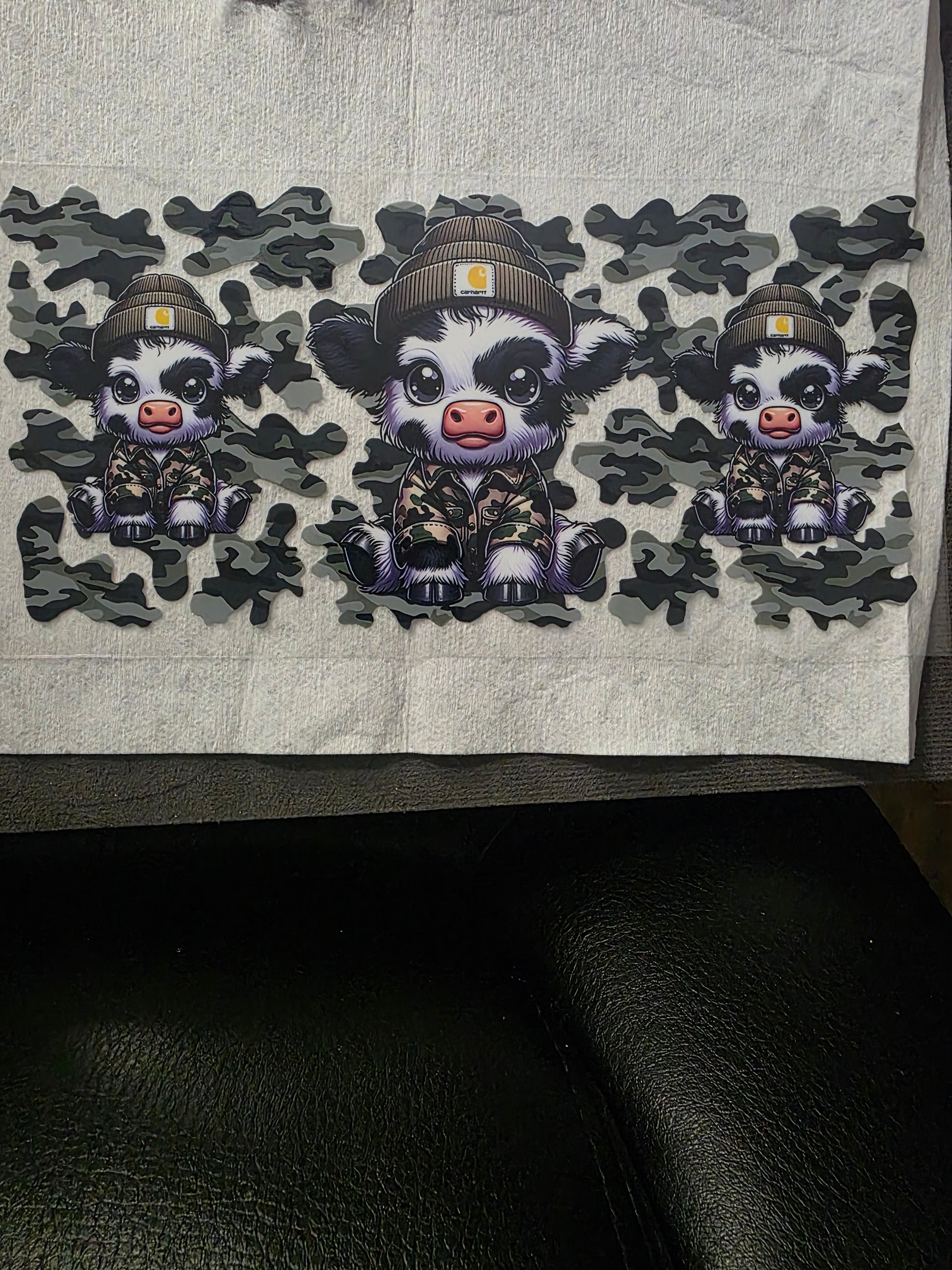 Cute camo cow & beanie