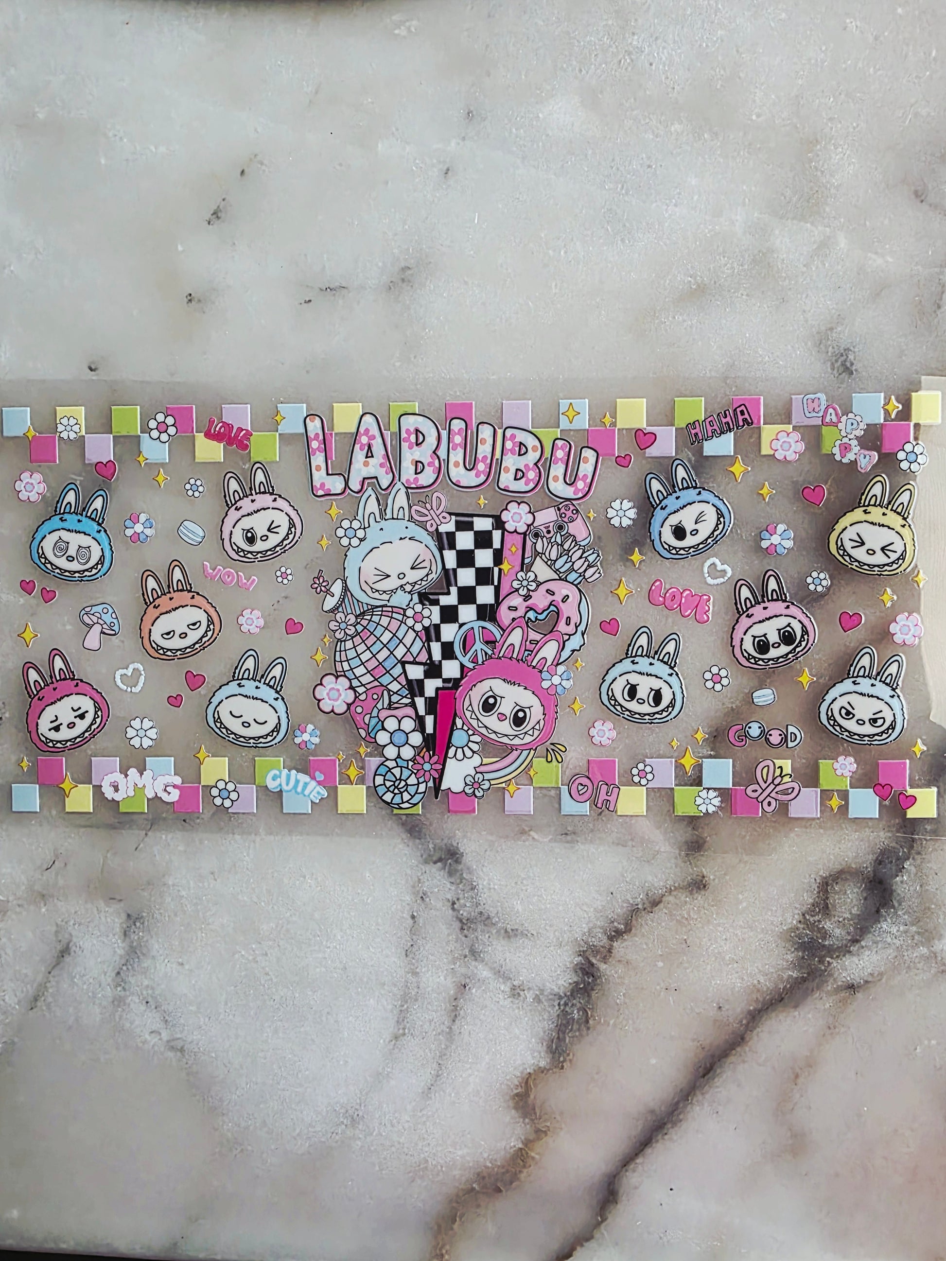 Labubu checkered lightning bolt