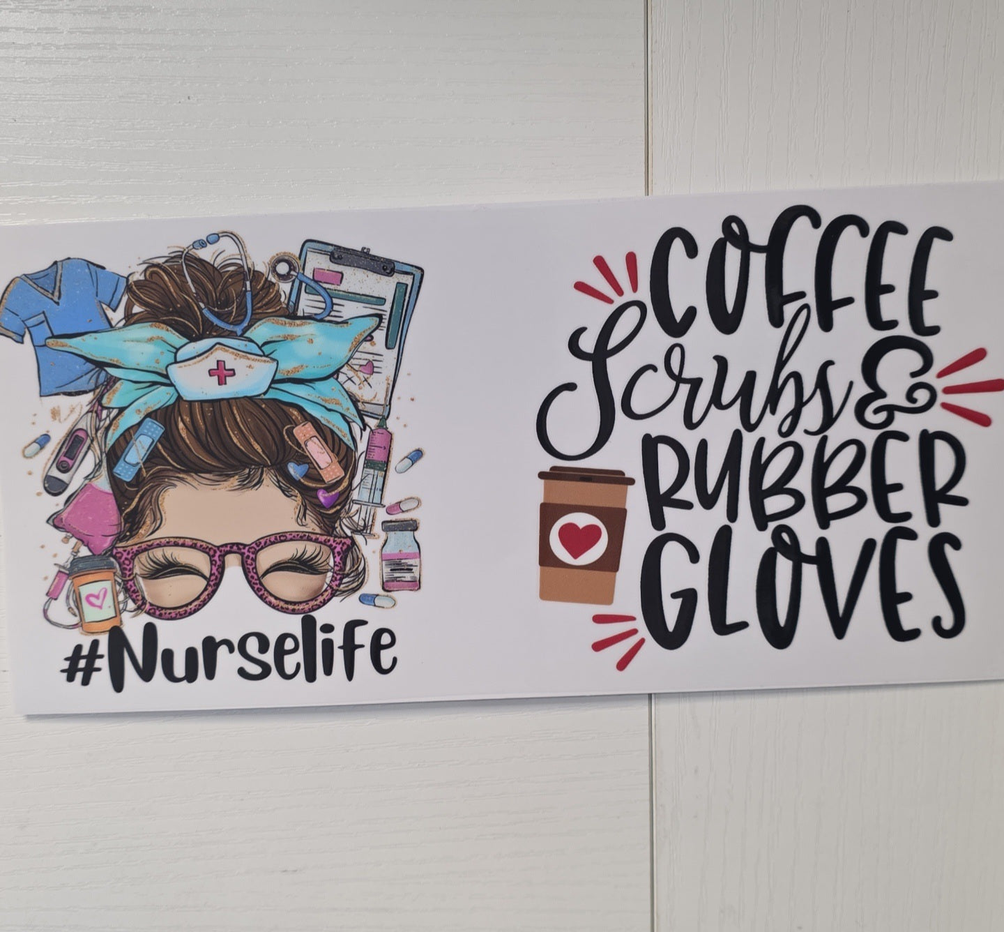 Coffee,scrubs, & rubber gloves