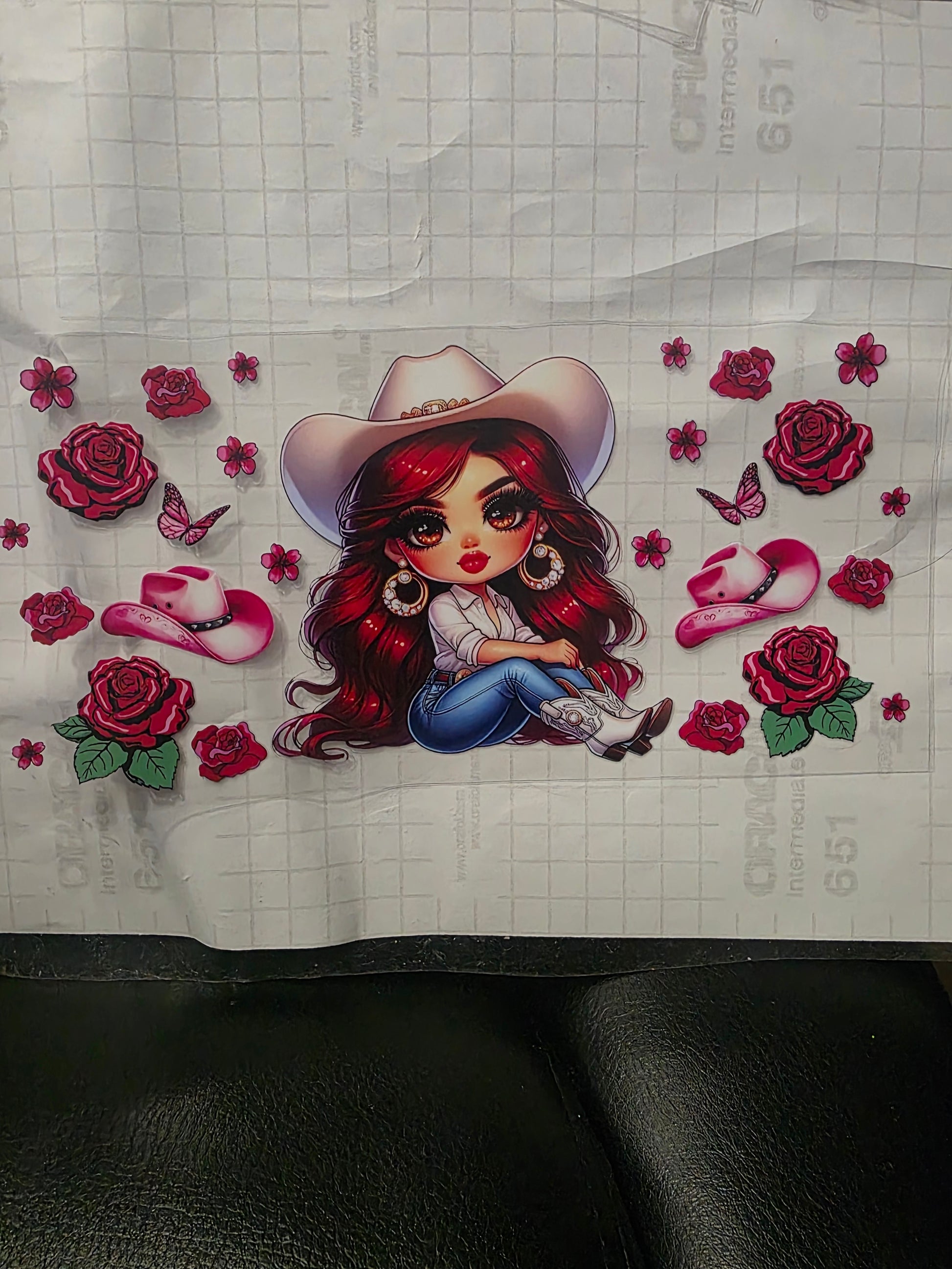 Red hair cowgirl & roses