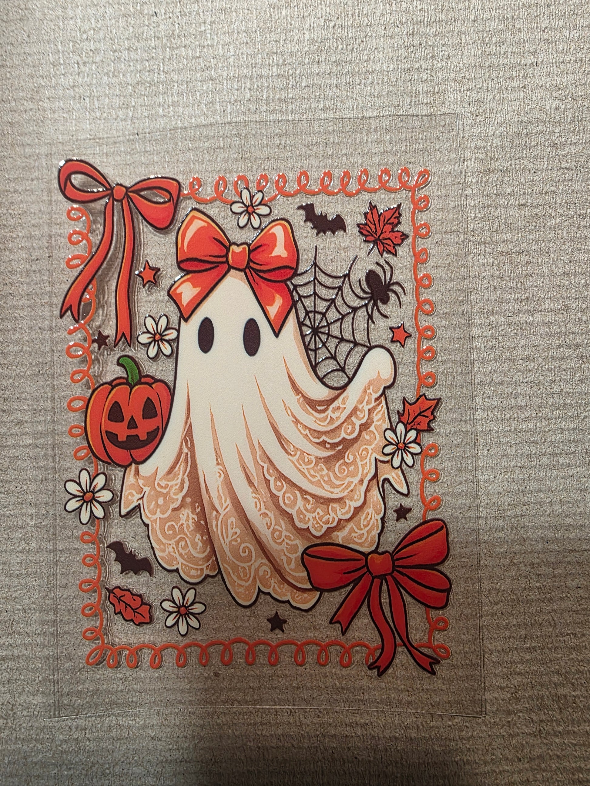 4in orange bow ghost