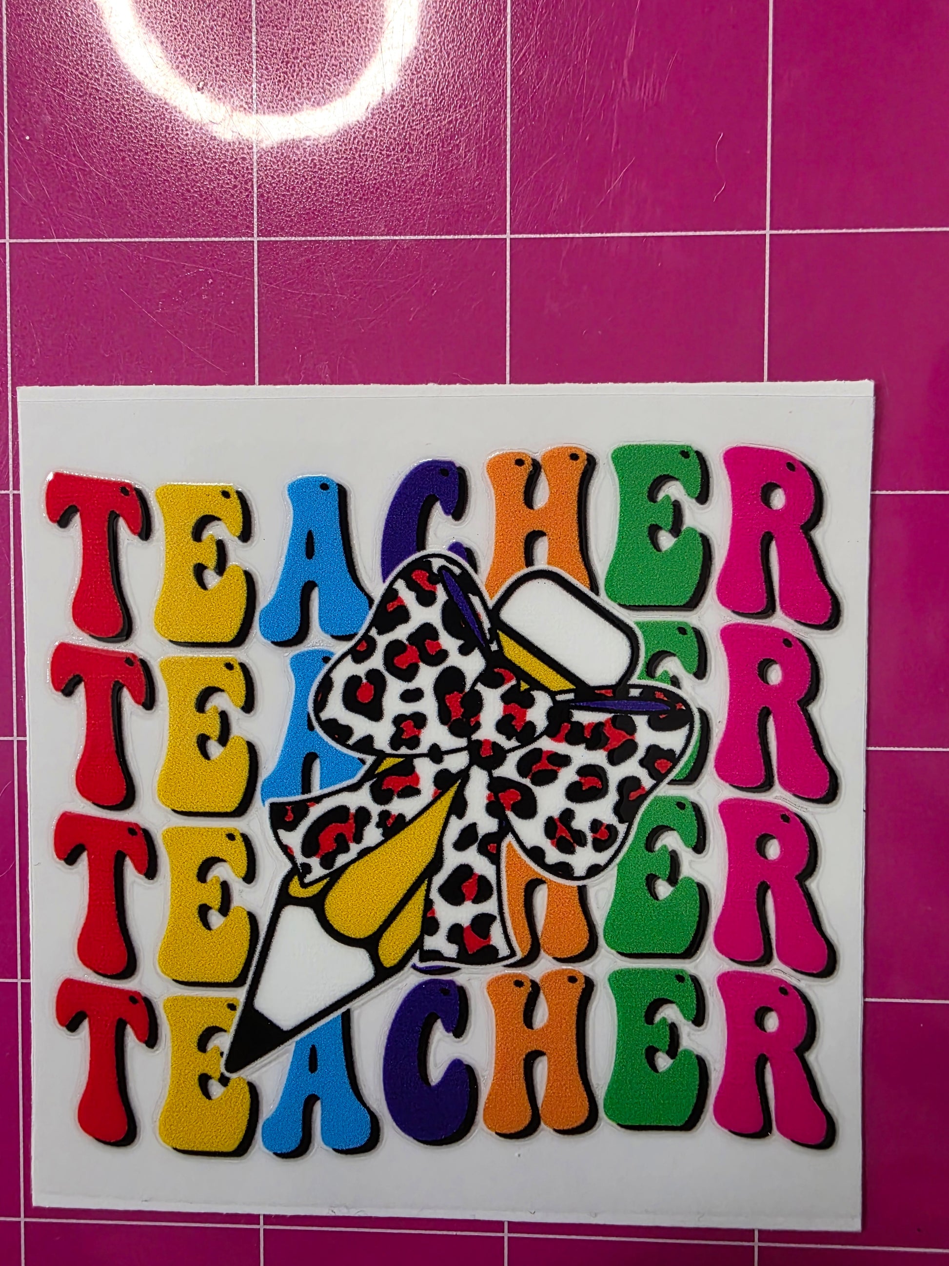 Teacher with pencil & cheetah bow