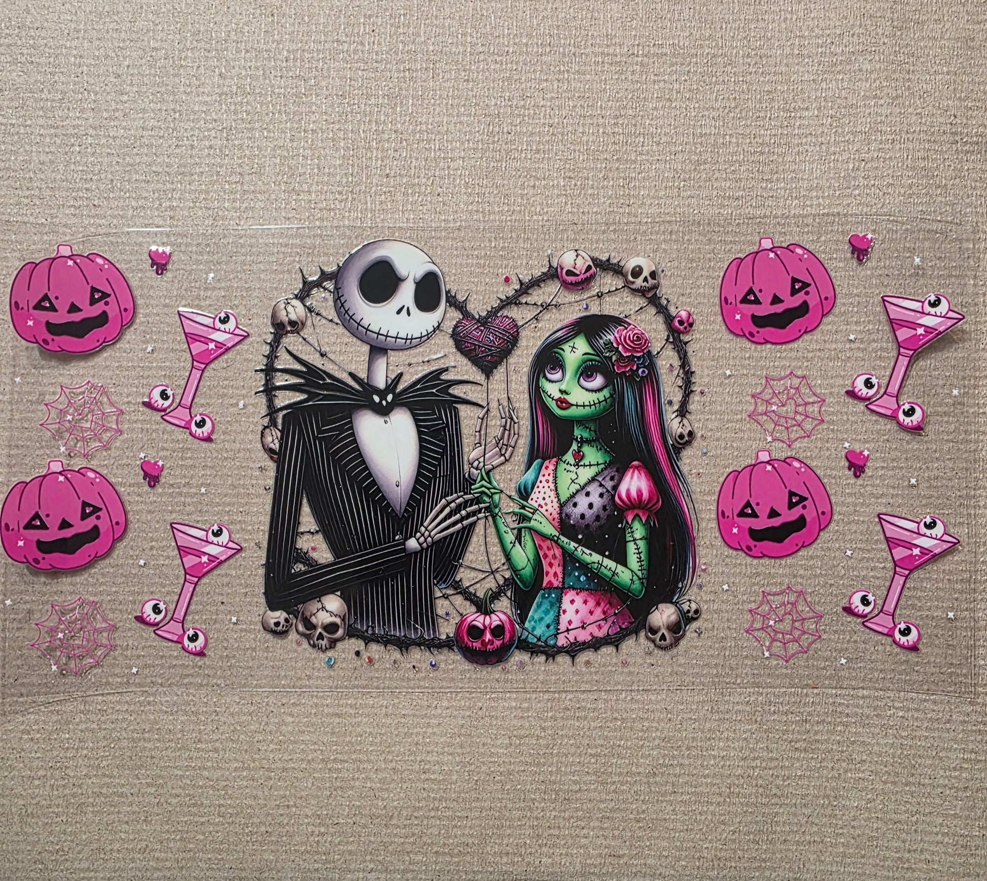 Jack skelington & sally w/ pink pumpkins